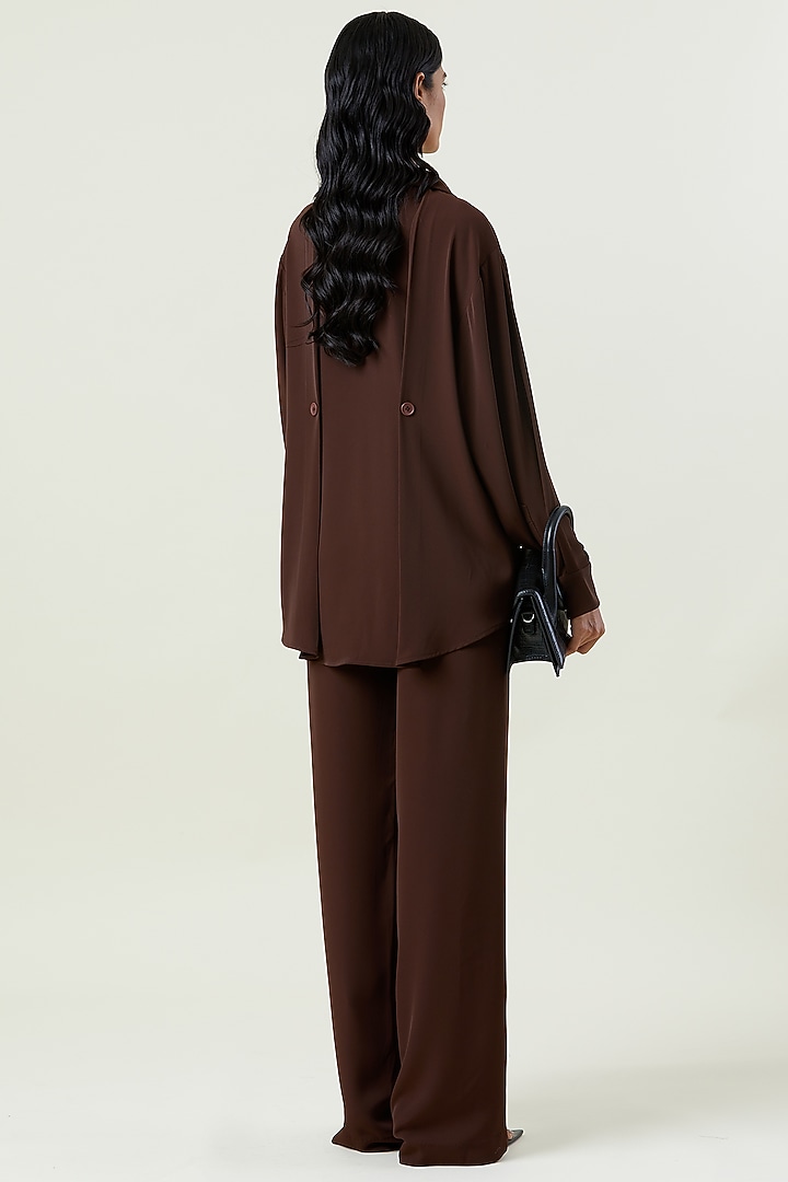 Brown Polyester Co-Ord Set by Kanika Goyal at Pernia's Pop Up Shop