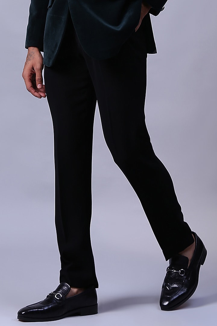 Green Velvet Hand Embroidered Tuxedo Set by Kanishk Mehta Designs at Pernia's Pop Up Shop