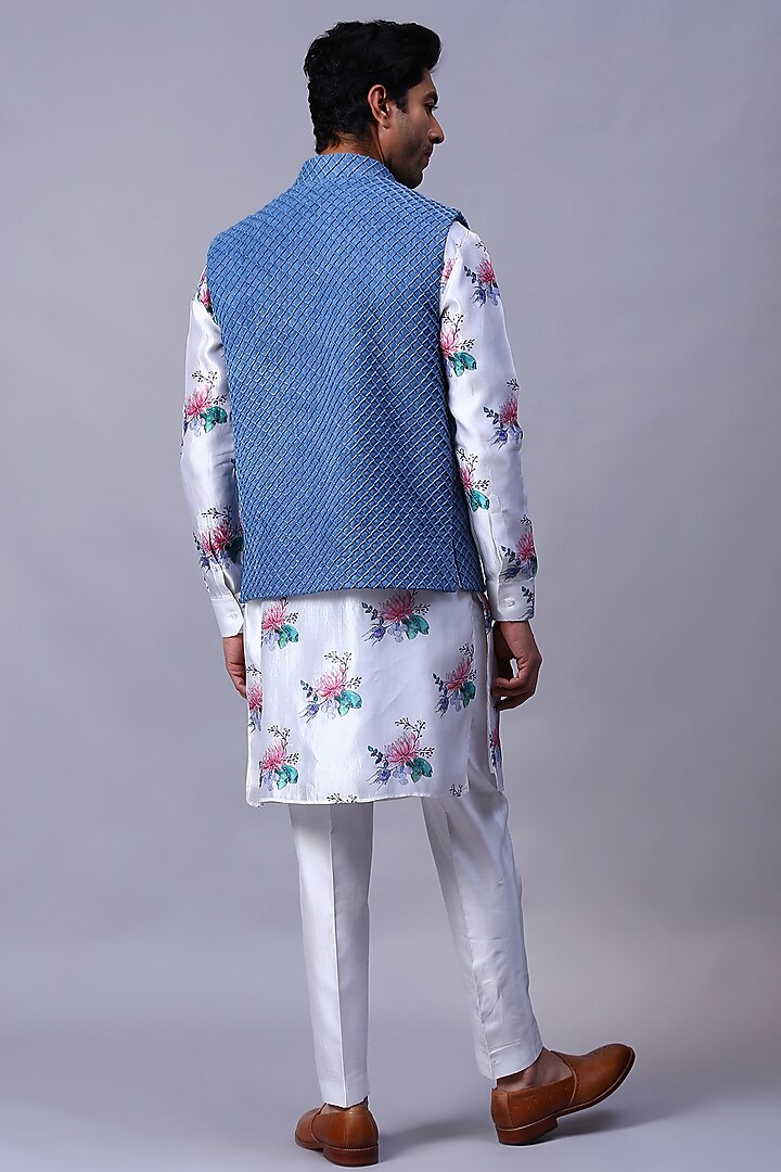 Blue Denim Bundi Set by Kanishk Mehta Designs at Pernia's Pop Up Shop