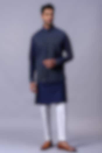 Blue Chanderi Bundi Set by Kanishk Mehta Designs