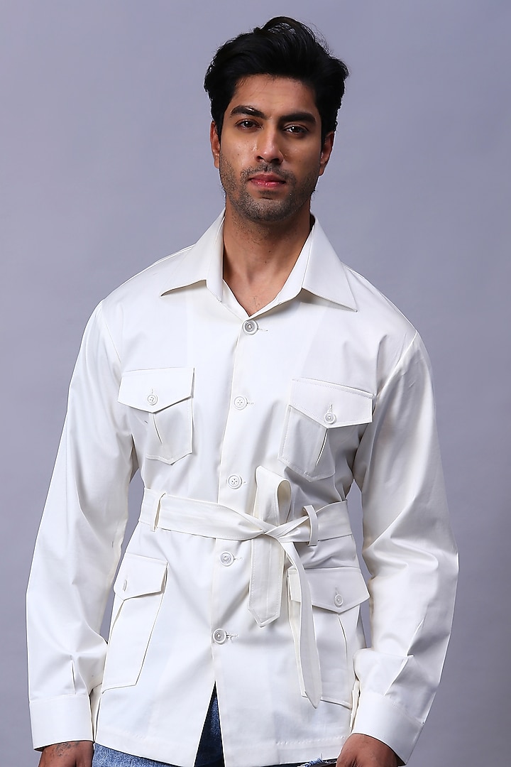 White Pure Cotton Shirt by Kanishk Mehta Designs