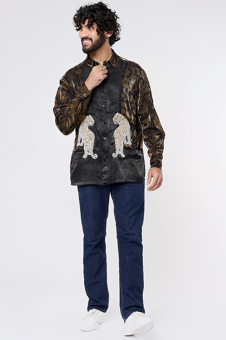Black Embroidered Shirt by Kanishk Mehta Designs