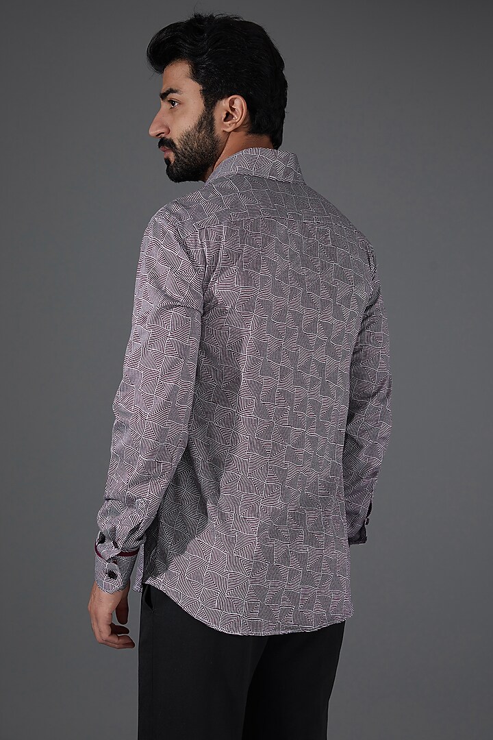 Grey & Wine Hosiery Textured Party Wear Shirt by Kanishk Mehta Designs at Pernia's Pop Up Shop