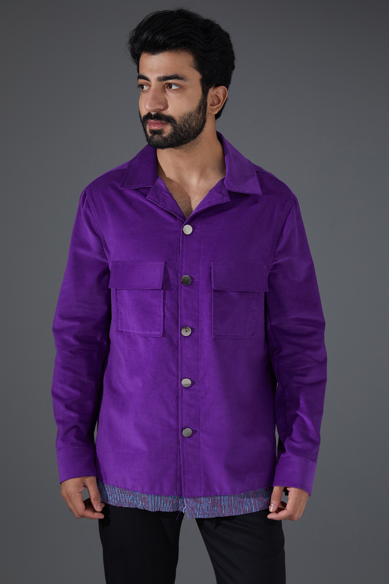 Mens purple corduroy store shirt