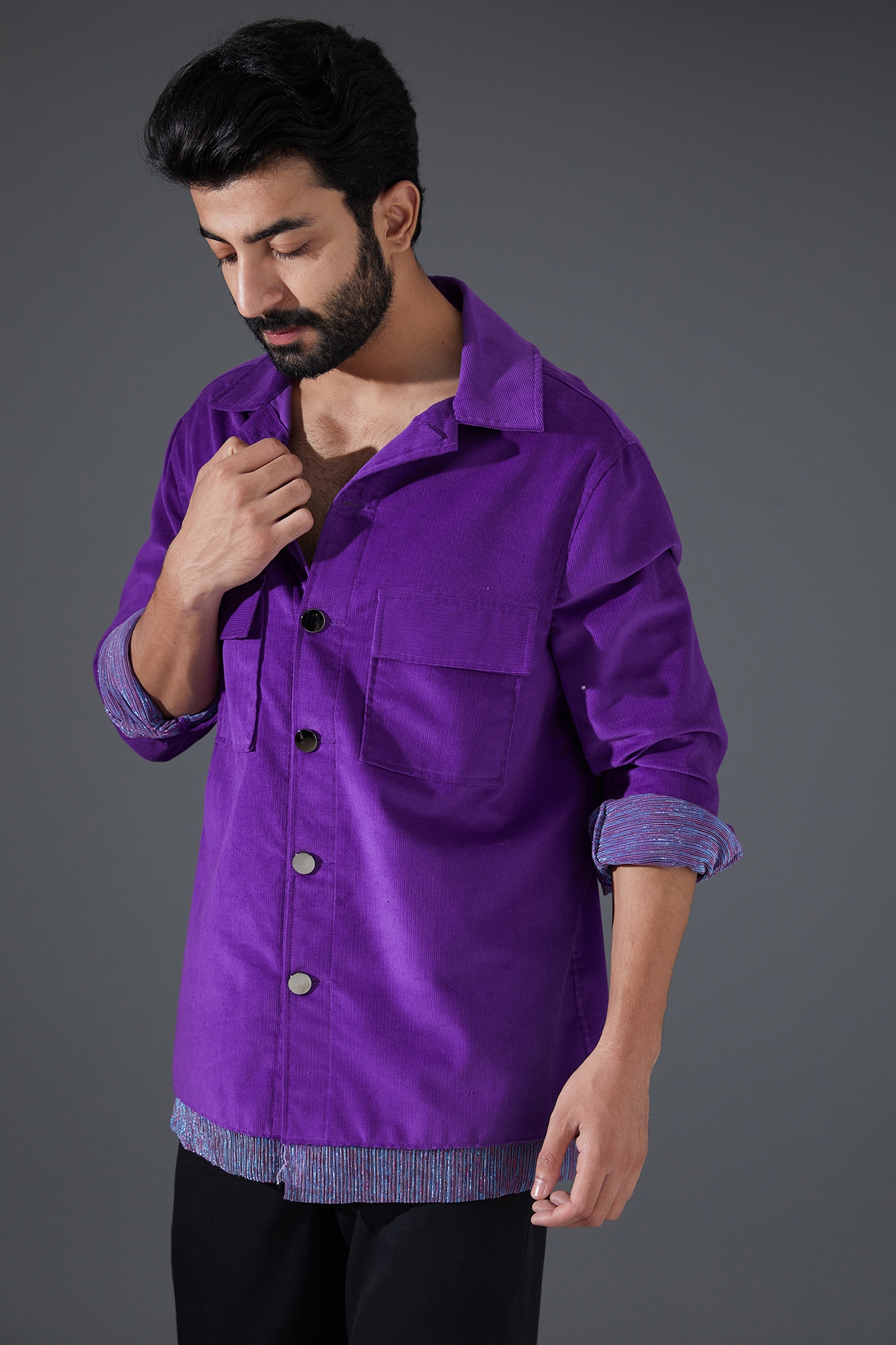 Purple hot sale corduroy shirt