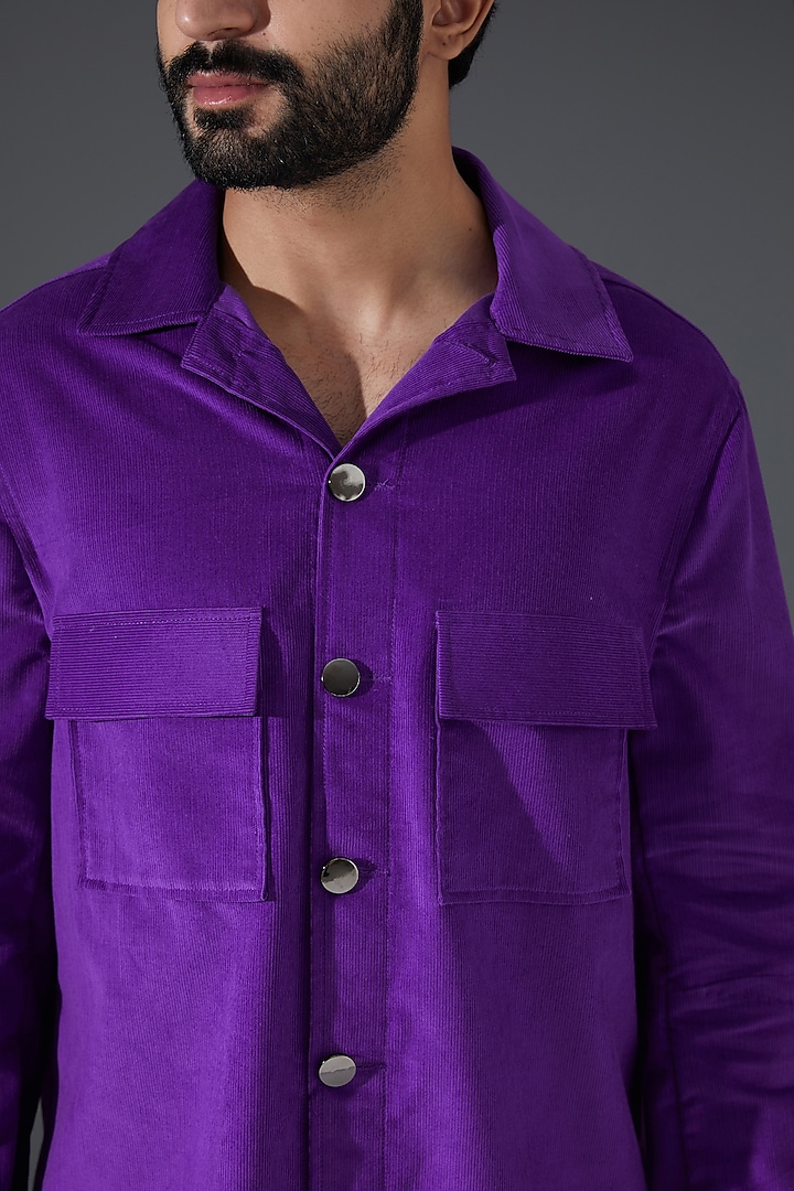 Purple Corduroy Wedding Shirt by Kanishk Mehta Designs at Pernia's Pop Up Shop