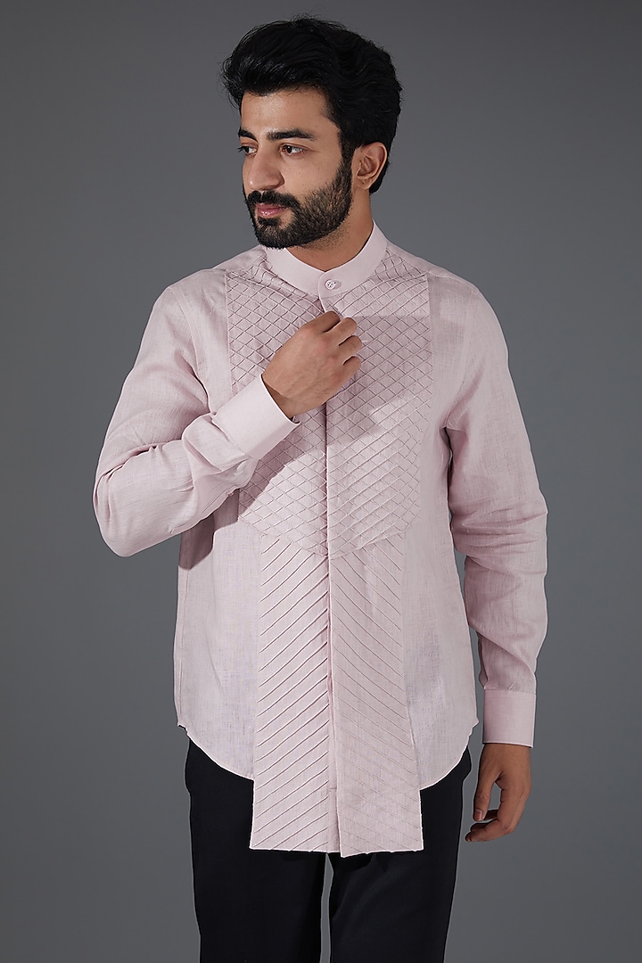 Pink Linen Shirt by Kanishk Mehta Designs at Pernia's Pop Up Shop