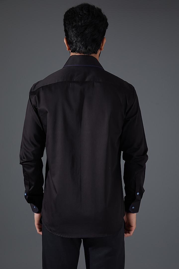 Black Giza Cotton Embellished Party Wear Shirt by Kanishk Mehta Designs at Pernia's Pop Up Shop