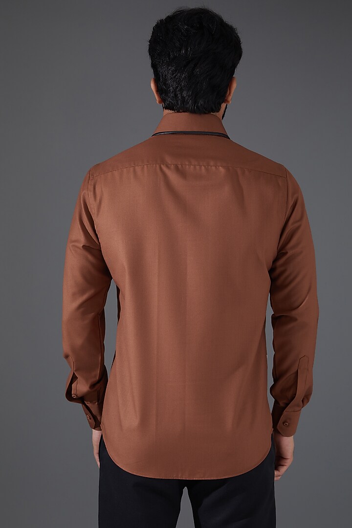 Brown Cotton Party Wear Shirt by Kanishk Mehta Designs at Pernia's Pop Up Shop
