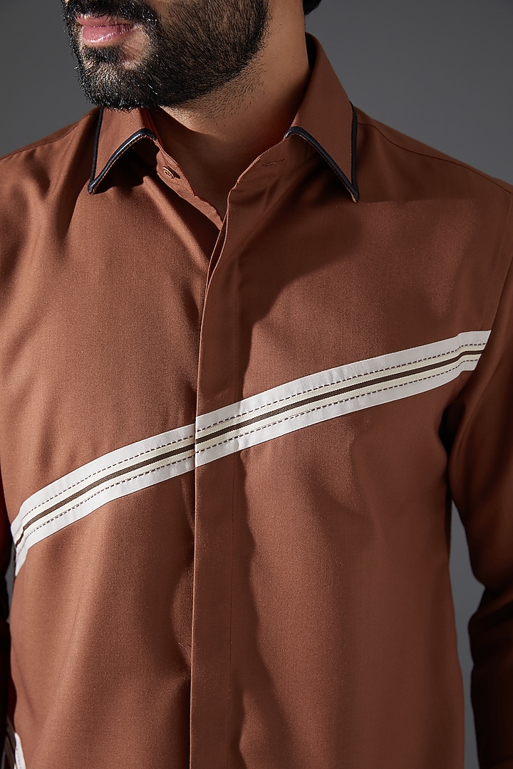 Brown Cotton Party Wear Shirt by Kanishk Mehta Designs at Pernia's Pop Up Shop
