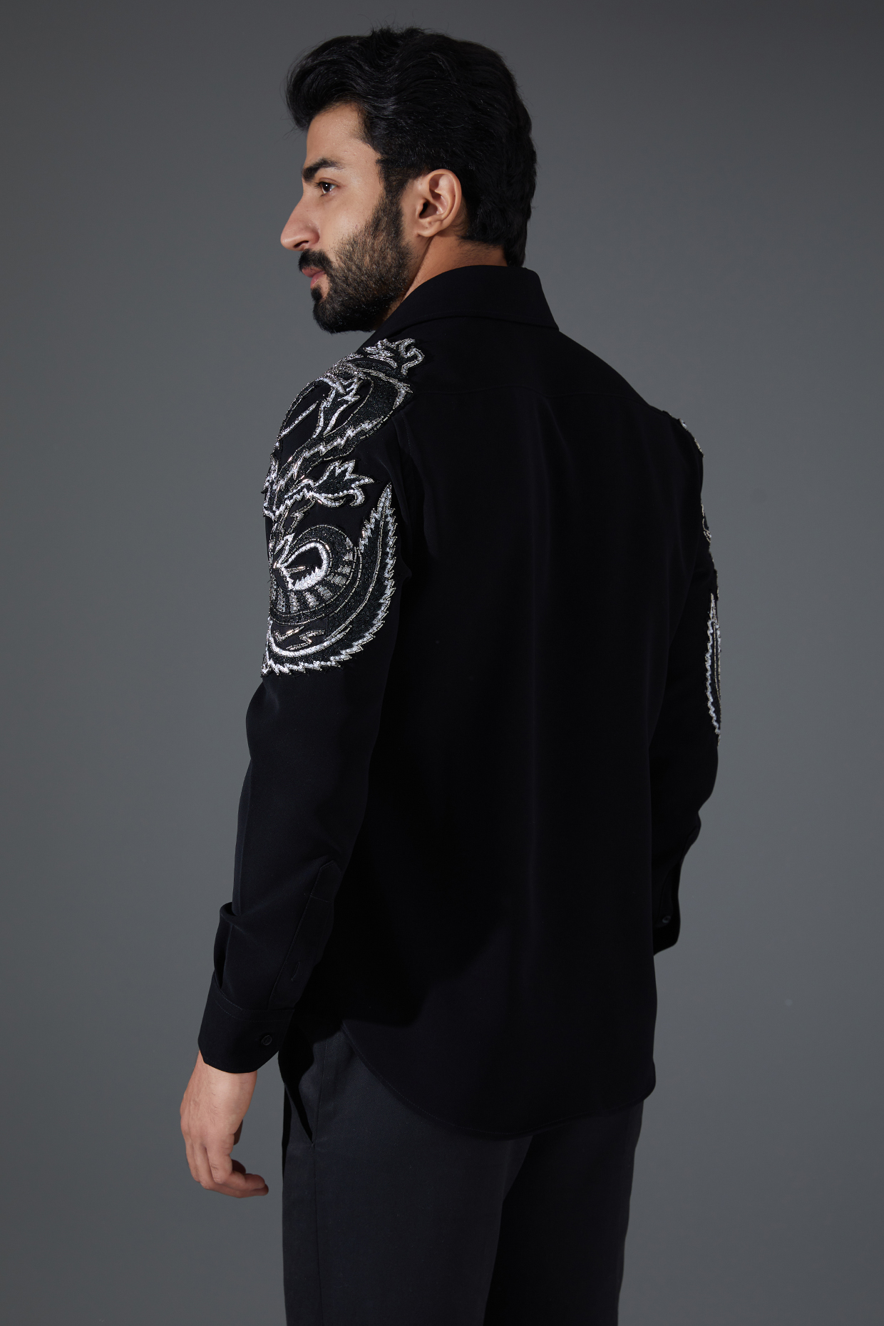 Buy Kanishk Mehta Designs Black Japanese Silk Embroidered Buy Kanishk Mehta Designs Black Japanese Silk Embroidered