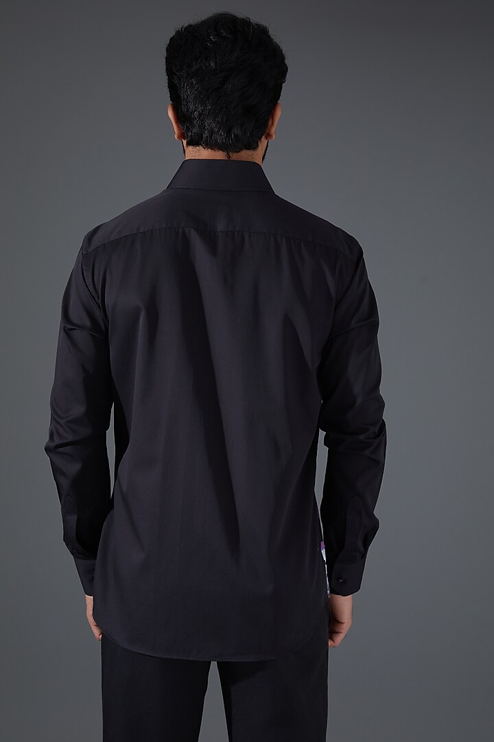 Black Giza Cotton Printed Party Wear Shirt by Kanishk Mehta Designs at Pernia's Pop Up Shop