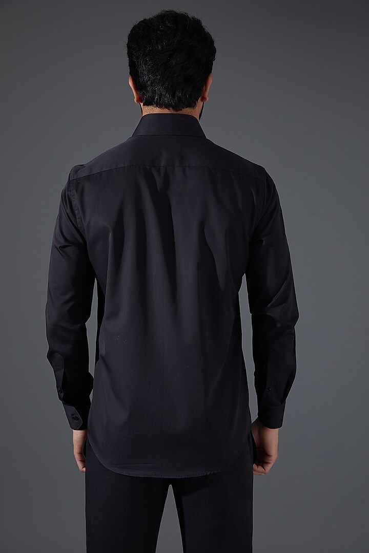 Black Giza Cotton Printed Party Wear Shirt by Kanishk Mehta Designs at Pernia's Pop Up Shop