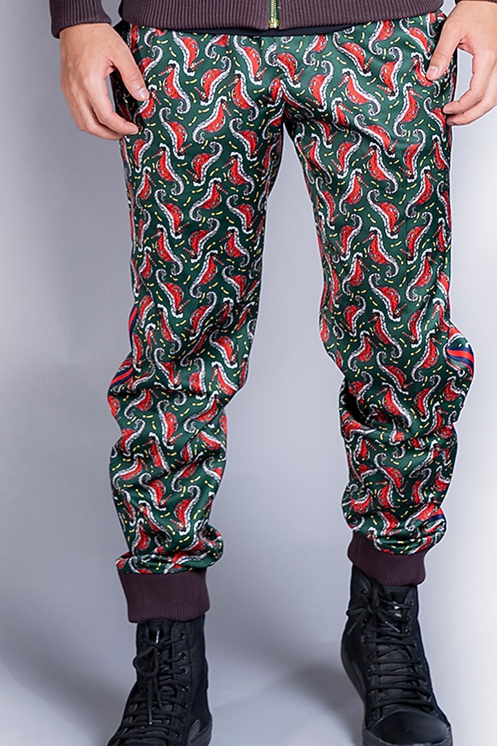 Green Italian Satin Tracksuit by Kanishk Mehta Designs at Pernia's Pop Up Shop