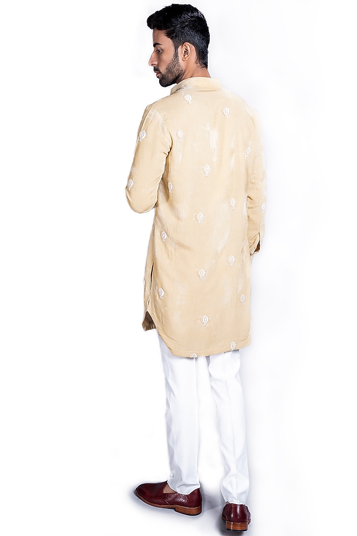 Beige Embroidered Kurta Set by Kanishk Mehta Designs at Pernia's Pop Up Shop