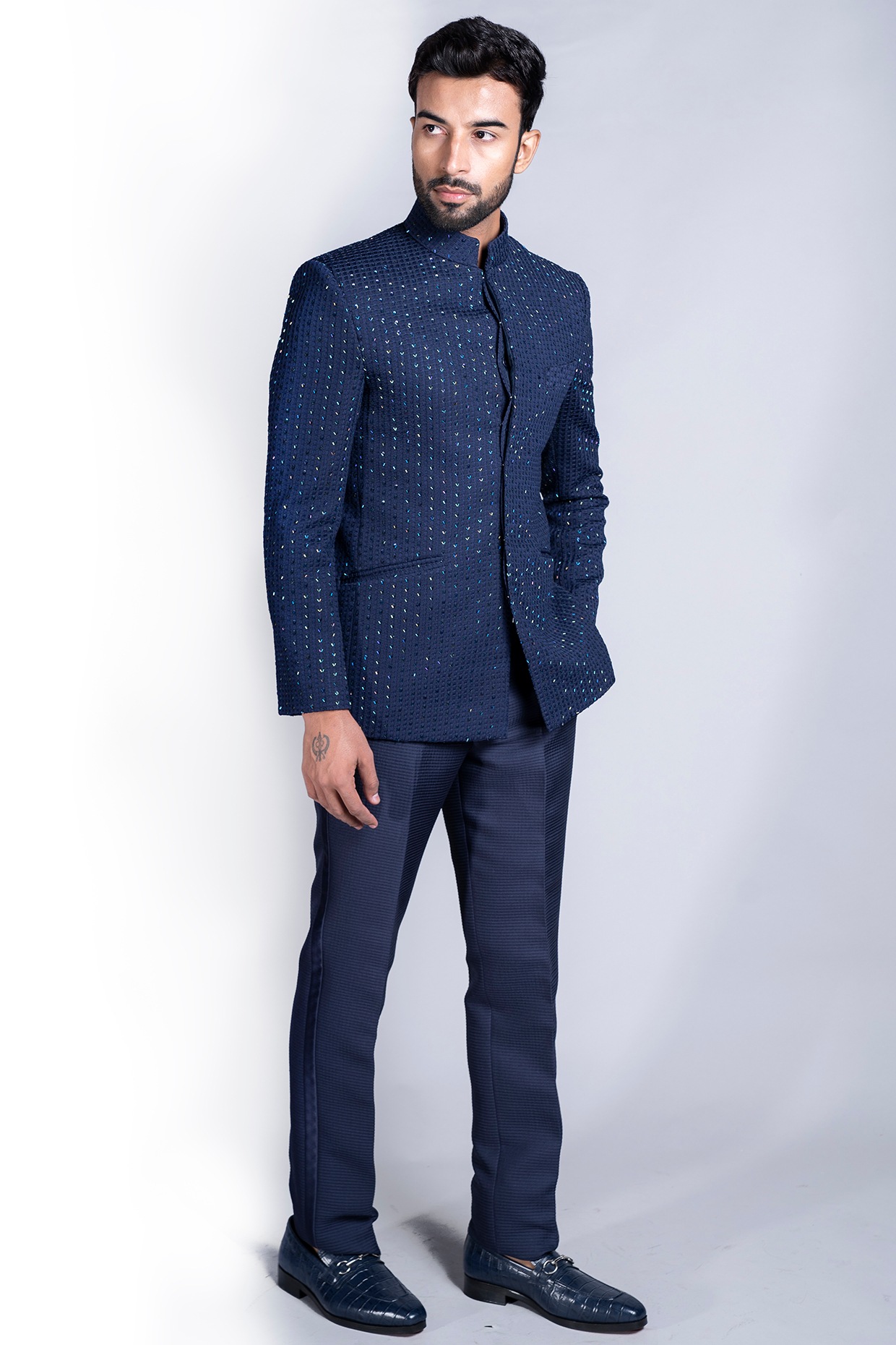 blue bandhgala blazer