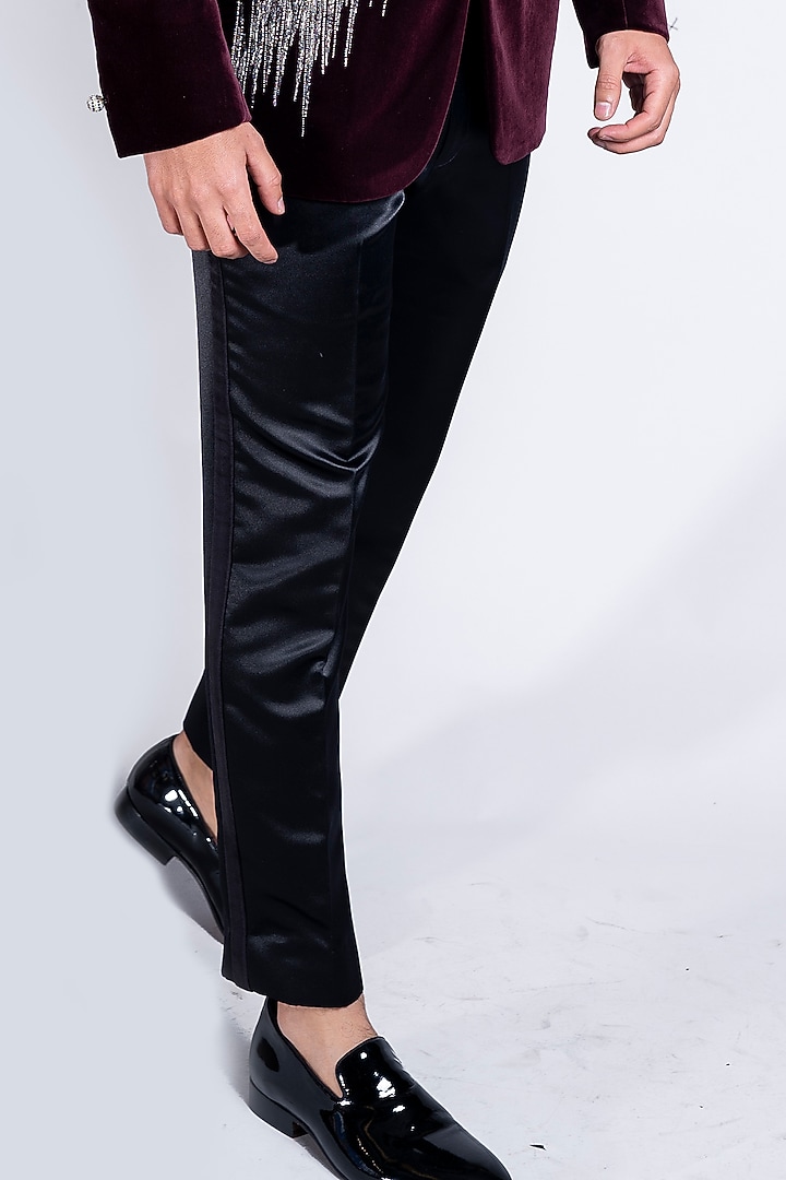 Maroon Italian Velvet Tuxedo Set by Kanishk Mehta Designs at Pernia's Pop Up Shop