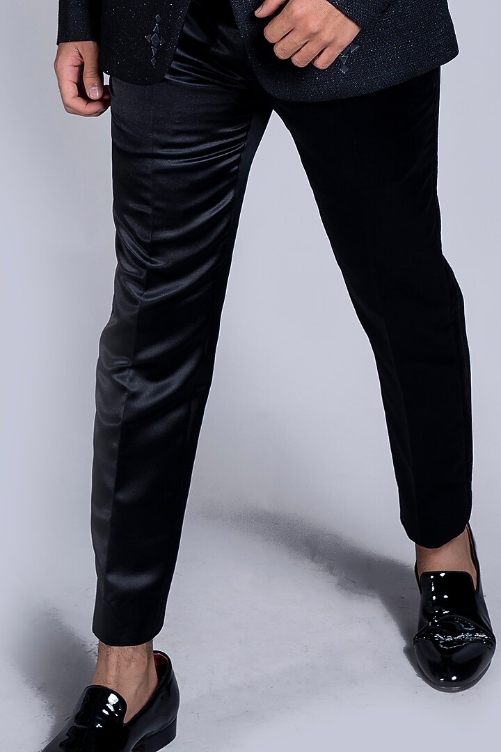 Black Italian Cotton Tuxedo Set by Kanishk Mehta Designs at Pernia's Pop Up Shop