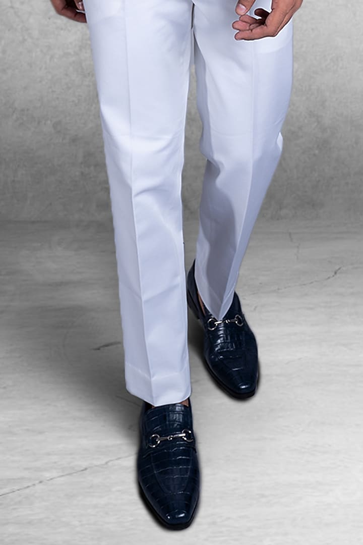 Navy Blue Machine Embroidered Blazer by Kanishk Mehta Designs at Pernia's Pop Up Shop