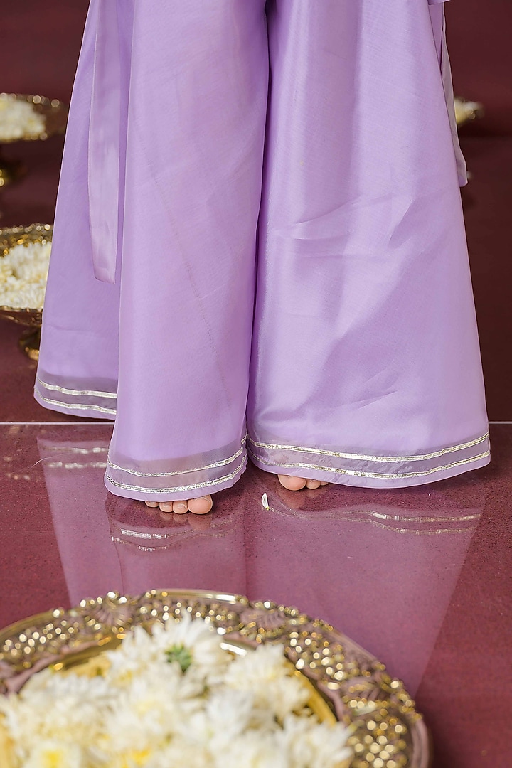 Lilac Modal Satin Pearl Beads Embellished Kurta Set For Girls by Label Kansha at Pernia's Pop Up Shop