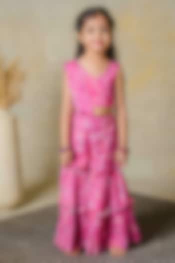 Pink Georgette Printed Co-Ord Set For Girls by Label Kansha at Pernia's Pop Up Shop