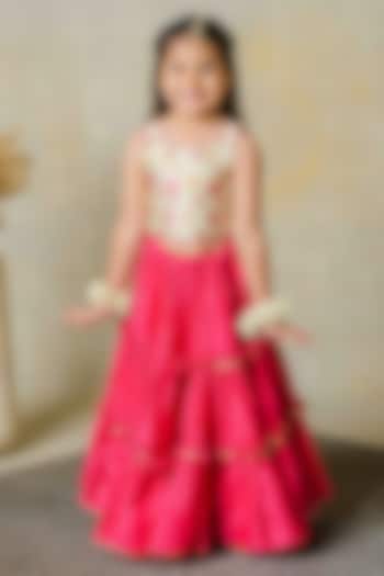 Pink Silk Sequins Work Lehenga Set For Girls by Label Kansha at Pernia's Pop Up Shop