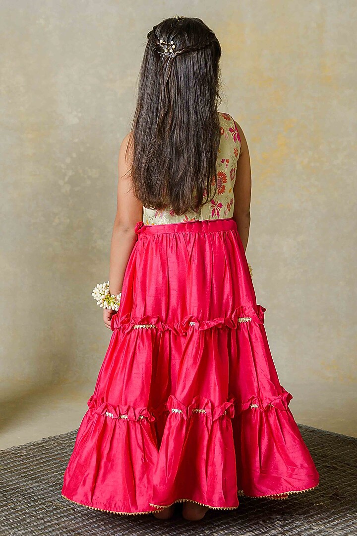 Pink Silk Sequins Work Lehenga Set For Girls by Label Kansha at Pernia's Pop Up Shop