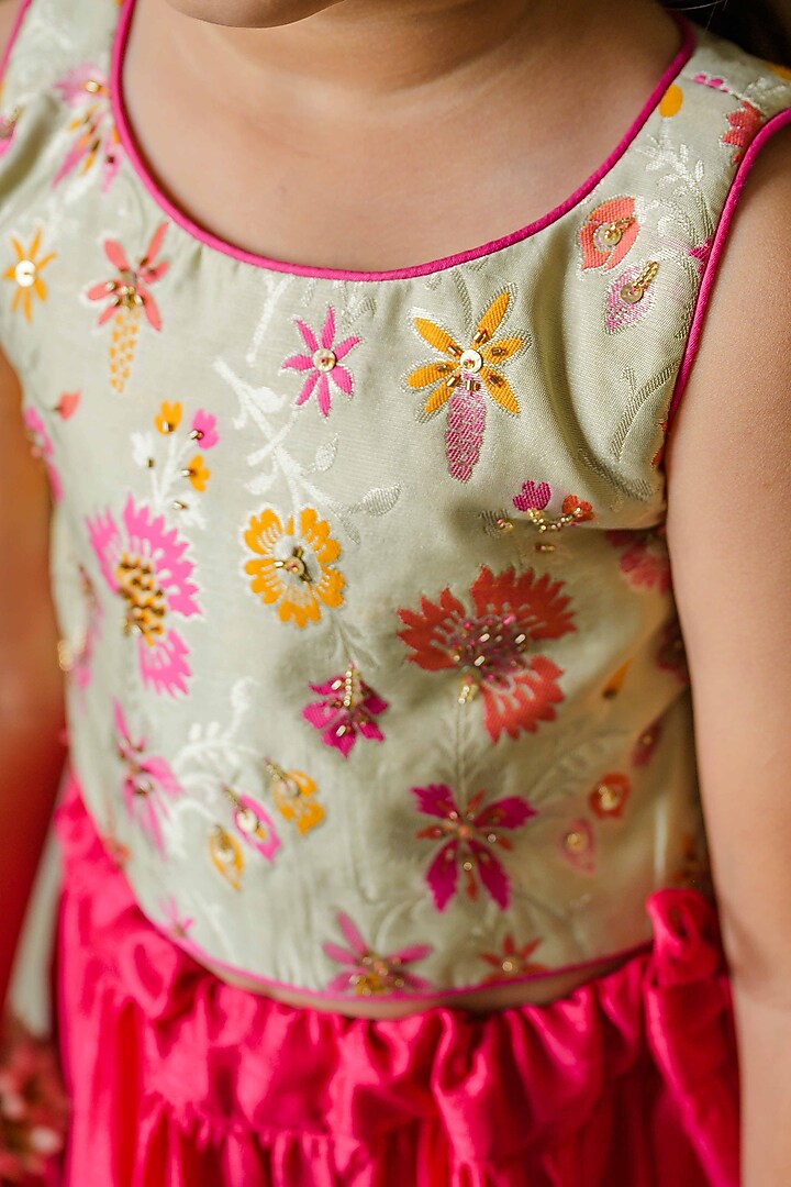 Pink Silk Sequins Work Lehenga Set For Girls by Label Kansha at Pernia's Pop Up Shop