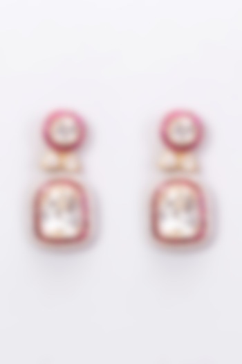 Gold Plated Moissanite Polki Dangler Earrings In Sterling Silver by Kantika Jewellery