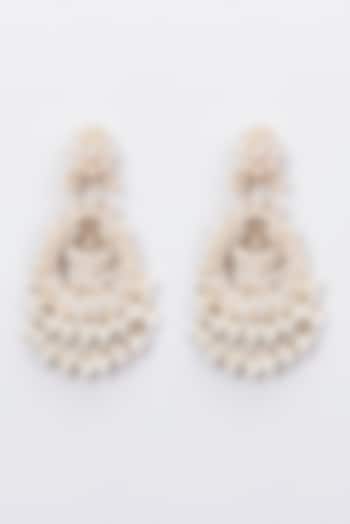 Gold Plated Moissanite Polki Chandbali Earrings In Sterling Silver by Kantika Jewellery