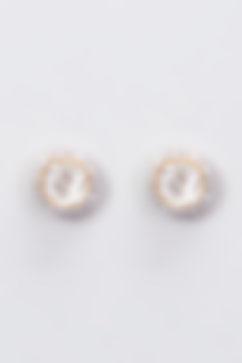 Gold Plated Moissanite Polki Stud Earrings In Sterling Silver by Kantika Jewellery