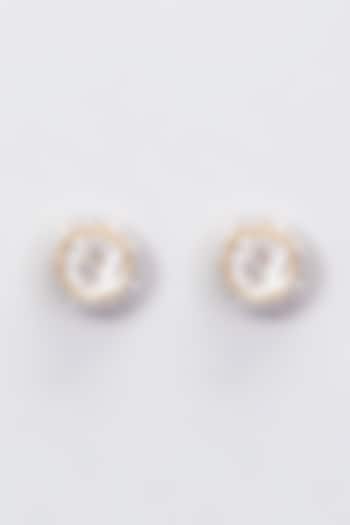Gold Plated Moissanite Polki Stud Earrings In Sterling Silver by Kantika Jewellery