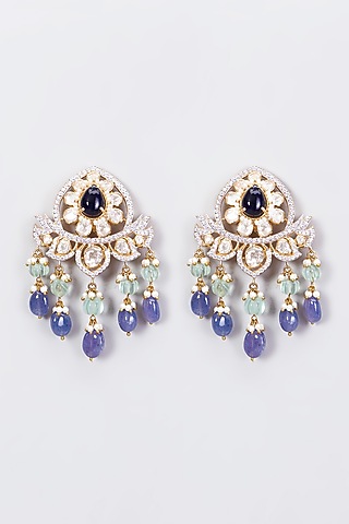 Gold Plated Dangler Earrings In Sterling Silver by Kantika Jewellery