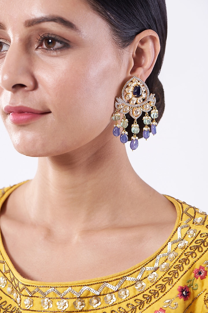 Gold Plated Dangler Earrings In Sterling Silver by Kantika Jewellery at Pernia's Pop Up Shop