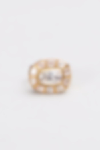 Gold Plated Moissanite Polki Ring In Sterling Silver by Kantika Jewellery