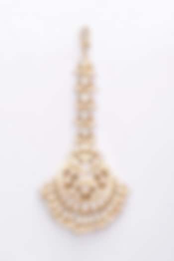 Gold Plated Pearl Maang Tikka In Sterling Silver by Kantika Jewellery