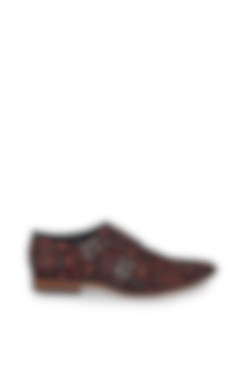 Black Printed Monk Shoes by KANVAS