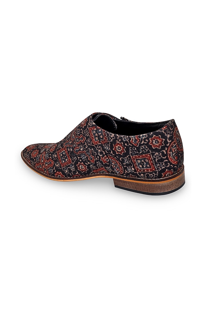 Black Printed Monk Shoes by KANVAS at Pernia's Pop Up Shop