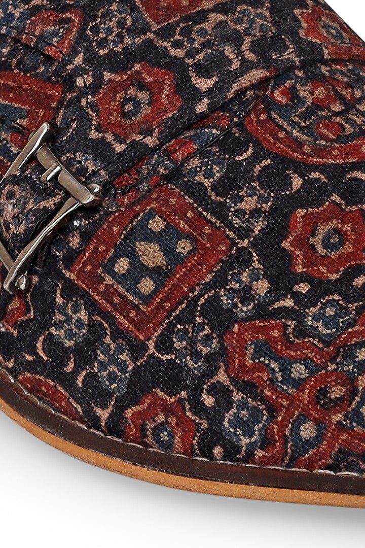 Black Printed Monk Shoes by KANVAS at Pernia's Pop Up Shop