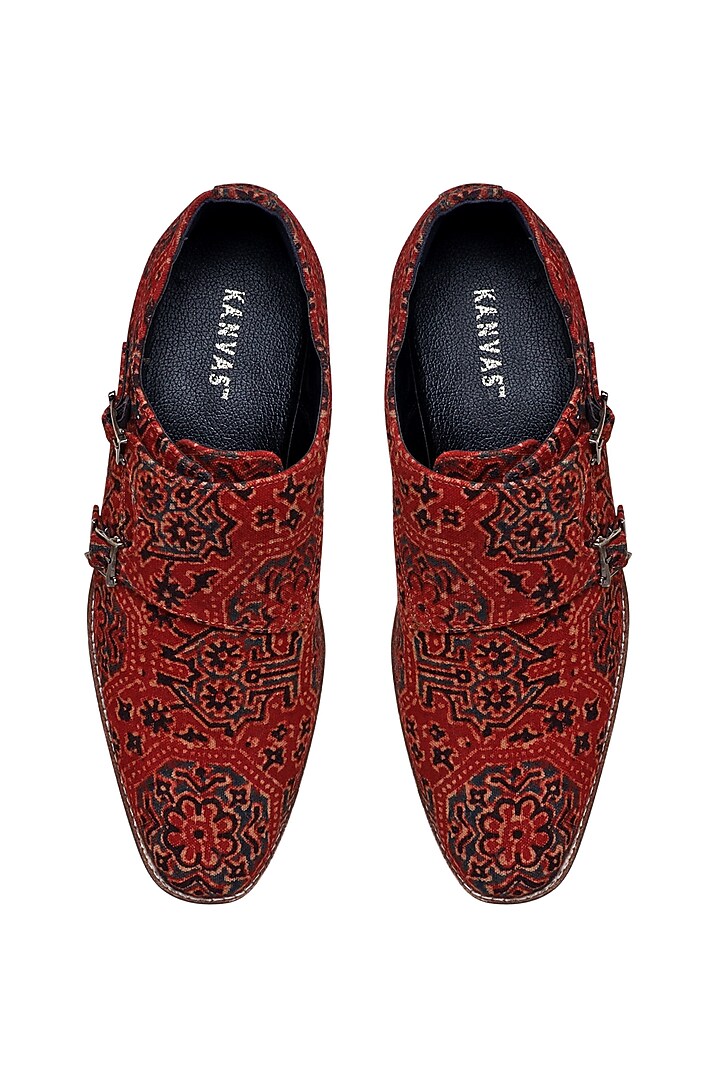 Brown Printed Monk Shoes by KANVAS at Pernia's Pop Up Shop
