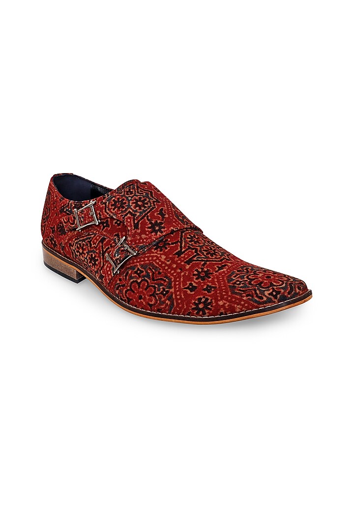 Brown Printed Monk Shoes by KANVAS at Pernia's Pop Up Shop