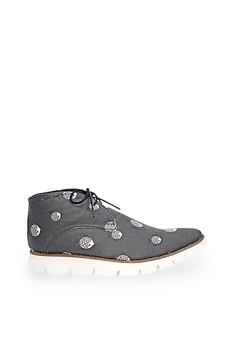 Dark Grey Printed Derby Boots by KANVAS