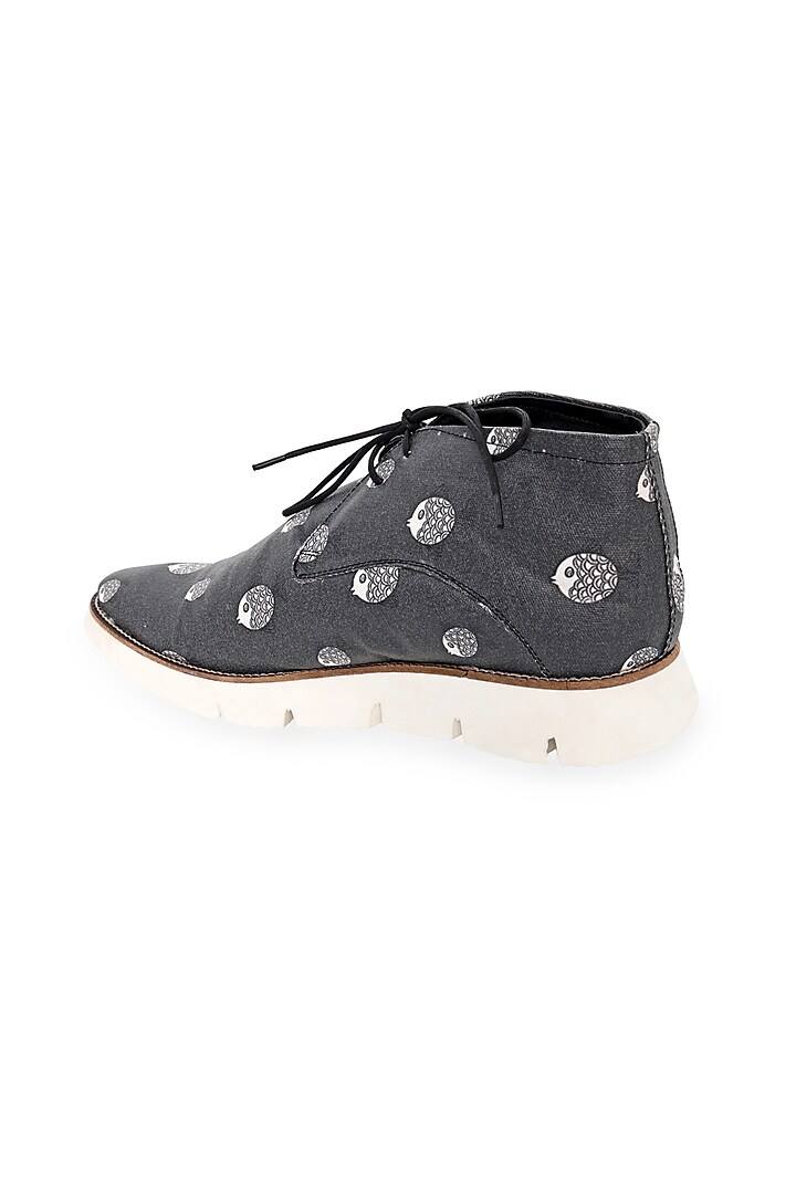 Dark Grey Printed Derby Boots by KANVAS at Pernia's Pop Up Shop