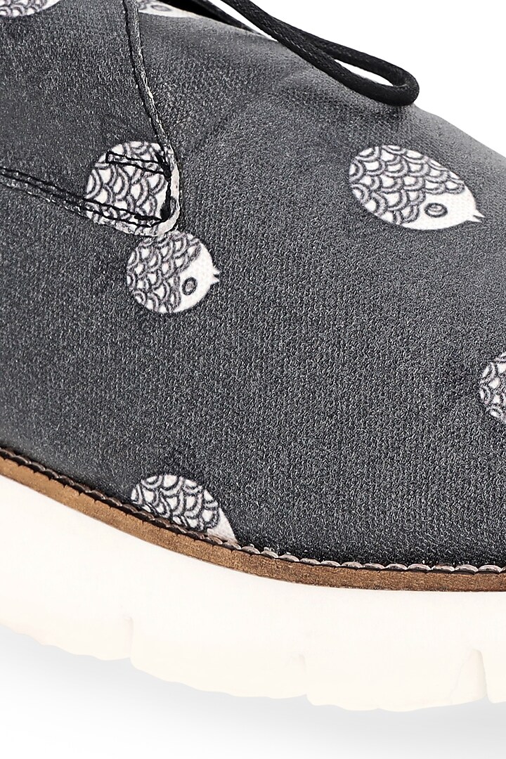 Dark Grey Printed Derby Boots by KANVAS at Pernia's Pop Up Shop