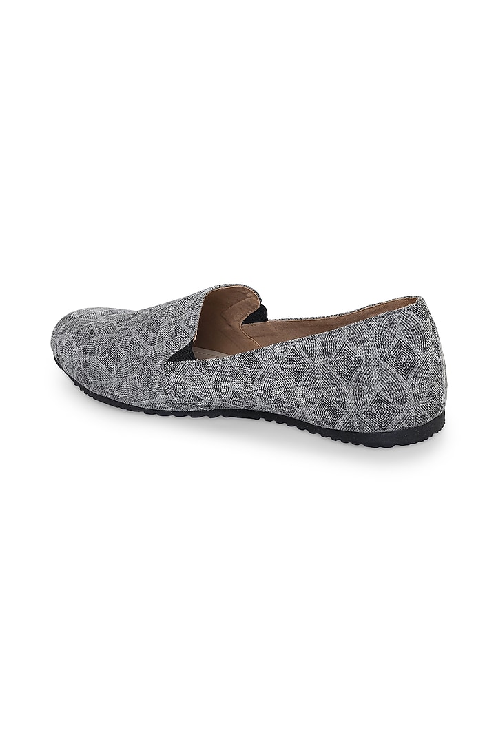 Grey Cotton Printed Moccasin Shoes by KANVAS at Pernia's Pop Up Shop