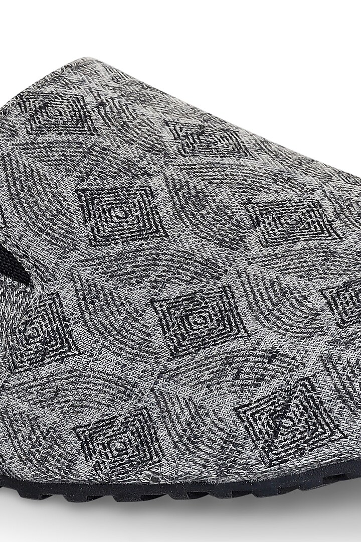 Grey Cotton Printed Moccasin Shoes by KANVAS at Pernia's Pop Up Shop