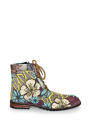 Purple Canvas Hand-Painted Boots by KANVAS