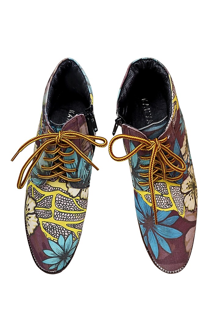 Purple Canvas Hand-Painted Boots by KANVAS at Pernia's Pop Up Shop