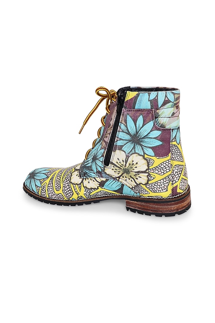 Purple Canvas Hand-Painted Boots by KANVAS at Pernia's Pop Up Shop