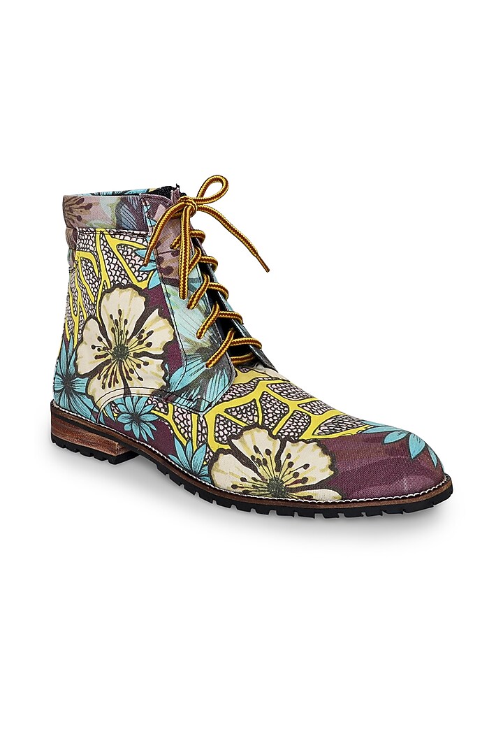 Purple Canvas Hand-Painted Boots by KANVAS at Pernia's Pop Up Shop